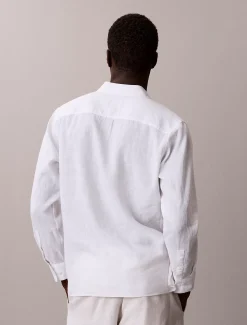 Calvin Klein Einfarbiges Hemd mit klassischer Passform aus Leinen-Mix^Herren Hemden & Poloshirts