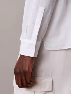 Calvin Klein Einfarbiges Hemd mit klassischer Passform aus Leinen-Mix^Herren Hemden & Poloshirts