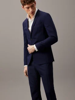 Calvin Klein Einreihiger schmaler Blazer aus Stretch-Wolle^Herren Anzüge|JackenFrisch Eingetroffen