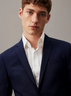 Calvin Klein Einreihiger schmaler Blazer aus Stretch-Wolle^Herren Anzüge|JackenFrisch Eingetroffen