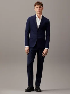 Calvin Klein Einreihiger schmaler Blazer aus Stretch-Wolle^Herren Anzüge|JackenFrisch Eingetroffen