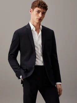 Calvin Klein Einreihiger schmaler Blazer aus Stretch-Wolle^Herren Anzüge|JackenFrisch Eingetroffen