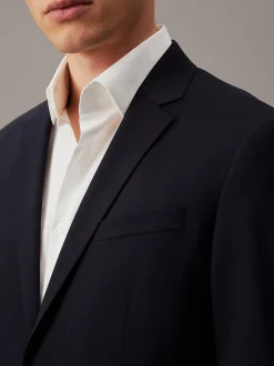 Calvin Klein Einreihiger schmaler Blazer aus Stretch-Wolle^Herren Anzüge|JackenFrisch Eingetroffen