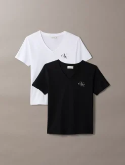 Calvin Klein 2-er Pack Monogramm-T-Shirt mit V-Ausschnitt^Damen Multipacks