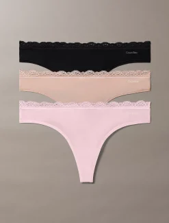 Calvin Klein 3er-Pack Strings - Micro Stretch with Lace^Damen Multipacks|Unterhosen