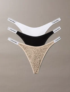 Calvin Klein 3er-Pack tiefsitzende Strings - Icon Logo^Damen Multipacks|Unterhosen