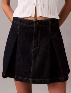 Calvin Klein Faltenrock aus Denim^Damen Kleider & Röcke