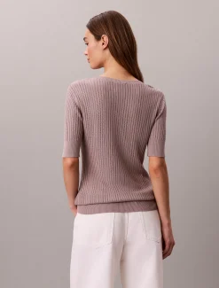 Calvin Klein Feinmaschiges Viskose-Pointelle-Top^Damen Strickdesigns