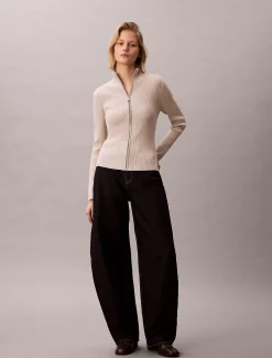 Calvin Klein Formgestrickter Cardigan mit Reißverschluss^Damen Strickdesigns