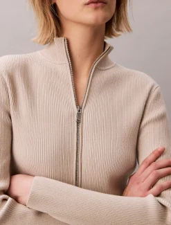 Calvin Klein Formgestrickter Cardigan mit Reißverschluss^Damen Strickdesigns