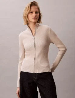Calvin Klein Formgestrickter Cardigan mit Reißverschluss^Damen Strickdesigns