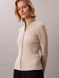 Calvin Klein Formgestrickter Cardigan mit Reißverschluss^Damen Strickdesigns