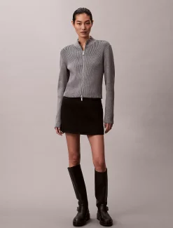 Calvin Klein Formgestrickter Cardigan mit Reißverschluss^Damen Strickdesigns