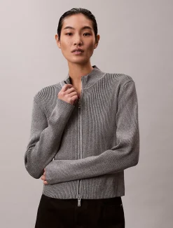 Calvin Klein Formgestrickter Cardigan mit Reißverschluss^Damen Strickdesigns
