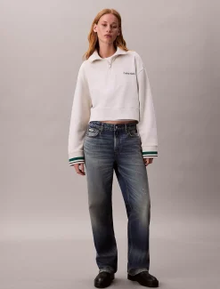 Calvin Klein French-Terry-Sweatshirt mit Viertelreißverschluss^Damen Jacken & Pullovers|Sweatshirts & Hoodies