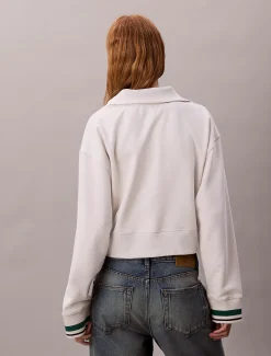 Calvin Klein French-Terry-Sweatshirt mit Viertelreißverschluss^Damen Jacken & Pullovers|Sweatshirts & Hoodies