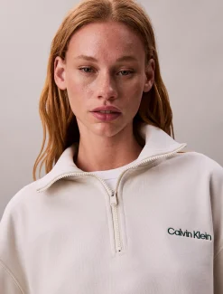 Calvin Klein French-Terry-Sweatshirt mit Viertelreißverschluss^Damen Jacken & Pullovers|Sweatshirts & Hoodies