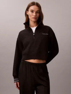 Calvin Klein French-Terry-Sweatshirt mit Viertelreißverschluss^Damen Jacken & Pullovers|Sweatshirts & Hoodies