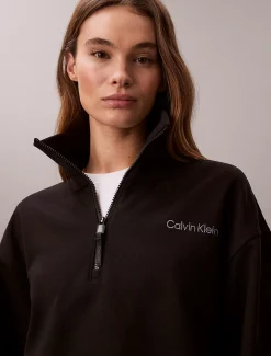 Calvin Klein French-Terry-Sweatshirt mit Viertelreißverschluss^Damen Jacken & Pullovers|Sweatshirts & Hoodies