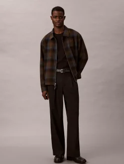 Calvin Klein Garngefärbte Flanelljacke aus einer Wollmischung mit Reißverschluss^Herren JackenFrisch Eingetroffen