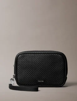 Calvin Klein Geprägter gewebter Reißverschluss-Beutel^Herren Geldbörsen & Kartenetuis|Taschen