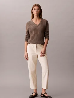 Calvin Klein Gerade Chinohose aus Baumwoll-Stretch^Damen Hosen & Shorts