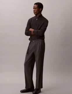 Calvin Klein Gerade Nadelstreifenhose aus Wollgemisch mit Gürtel^Herren Hosen & Shorts