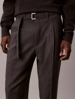 Calvin Klein Gerade Nadelstreifenhose aus Wollgemisch mit Gürtel^Herren Hosen & Shorts