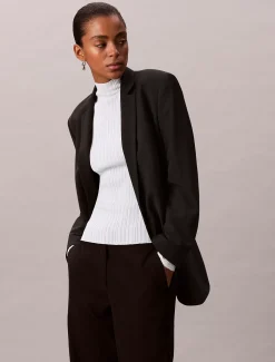 Calvin Klein Gerippter Pullover aus Viskosegemisch mit Stehkragen^Damen Strickdesigns