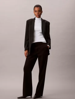 Calvin Klein Gerippter Pullover aus Viskosegemisch mit Stehkragen^Damen Strickdesigns