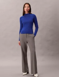 Calvin Klein Gerippter Pullover mit Stehkragen aus technischem Strick^Damen Strickdesigns