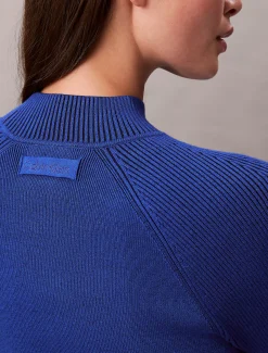 Calvin Klein Gerippter Pullover mit Stehkragen aus technischem Strick^Damen Strickdesigns