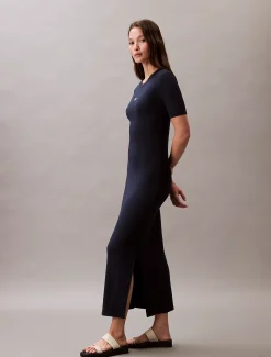 Calvin Klein Geripptes Midikleid aus Modal-Stretch^Damen Kleider & Röcke