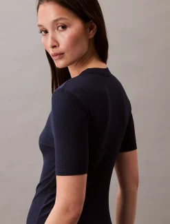 Calvin Klein Geripptes Midikleid aus Modal-Stretch^Damen Kleider & Röcke