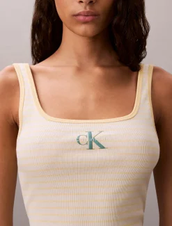 Calvin Klein Geripptes Tanktop mit U-Ausschnitt^Damen T-shirts & Tops