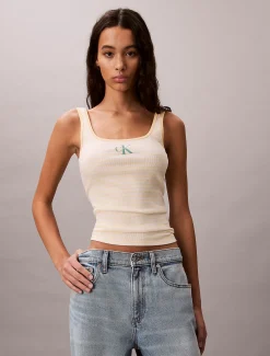 Calvin Klein Geripptes Tanktop mit U-Ausschnitt^Damen T-shirts & Tops