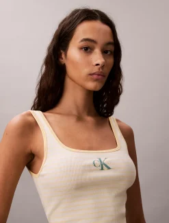 Calvin Klein Geripptes Tanktop mit U-Ausschnitt^Damen T-shirts & Tops