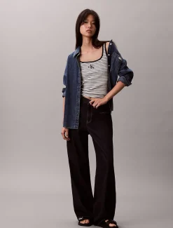 Calvin Klein Geripptes Tanktop mit U-Ausschnitt^Damen T-shirts & Tops