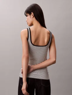 Calvin Klein Geripptes Tanktop mit U-Ausschnitt^Damen T-shirts & Tops