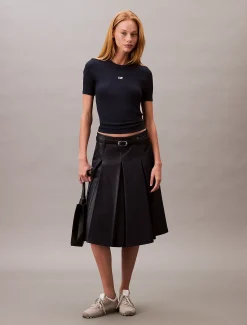 Calvin Klein Geripptes T-Shirt aus Modal-Stretch mit CK-Logo^Damen T-shirts & Tops