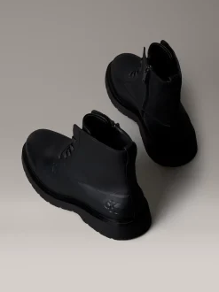 Calvin Klein Geschnürte Boots aus getrommeltem Leder mit Reißverschluss und Emblem-Logo^Herren Boots