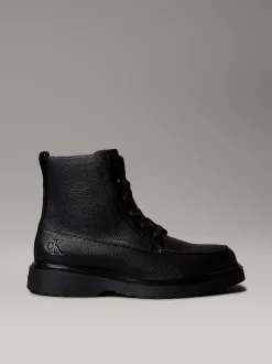 Calvin Klein Geschnürte Boots aus Leder mit Reißverschluss und Materialschürze^Herren Boots