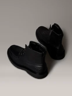 Calvin Klein Geschnürte Boots aus Leder mit Reißverschluss und Materialschürze^Herren Boots