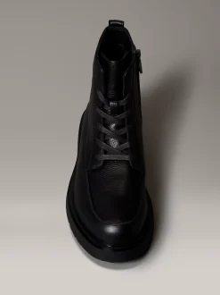 Calvin Klein Geschnürte Boots aus Leder mit Reißverschluss und Materialschürze^Herren Boots