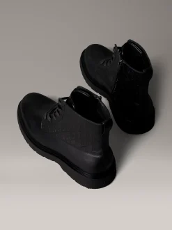 Calvin Klein Geschnürte Leder-Boots mit Reißverschluss und Emblem-Logo^Herren Boots