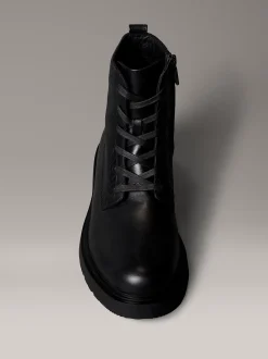 Calvin Klein Geschnürte Leder-Boots mit Reißverschluss und Emblem-Logo^Herren Boots