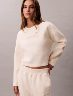 Calvin Klein Gestepptes Lounge-Sweatshirt aus Fleece^Damen Nachtwäsche & Loungewear
