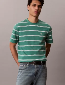 Calvin Klein gestreiftes Monogramm-T-Shirt^Herren T-shirts