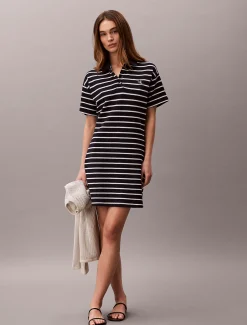 Calvin Klein Gestreiftes Polokleid aus Baumwollpiqué^Damen Kleider & Röcke