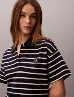 Calvin Klein Gestreiftes Polokleid aus Baumwollpiqué^Damen Kleider & Röcke